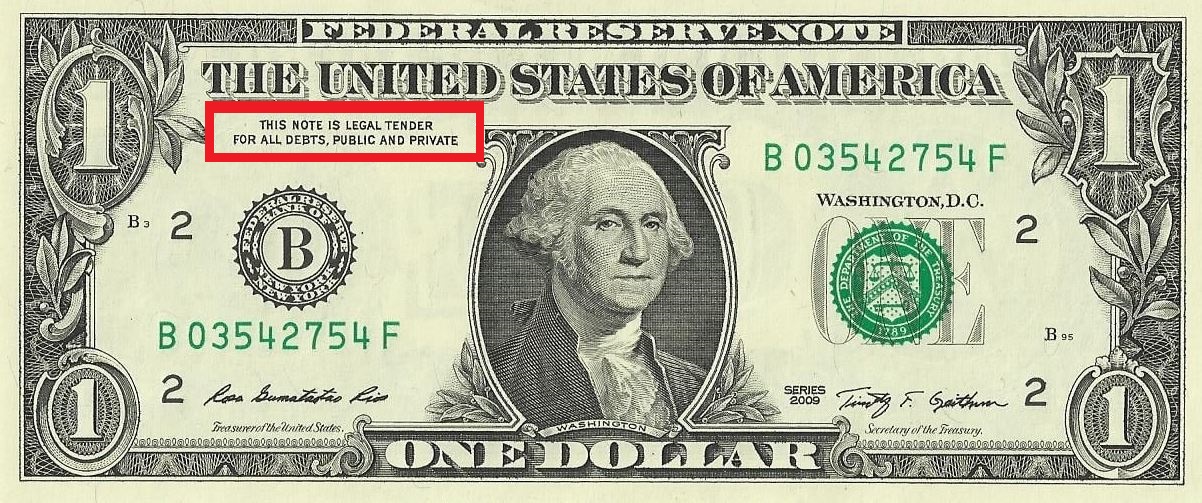 A 1 US Dollar Bill